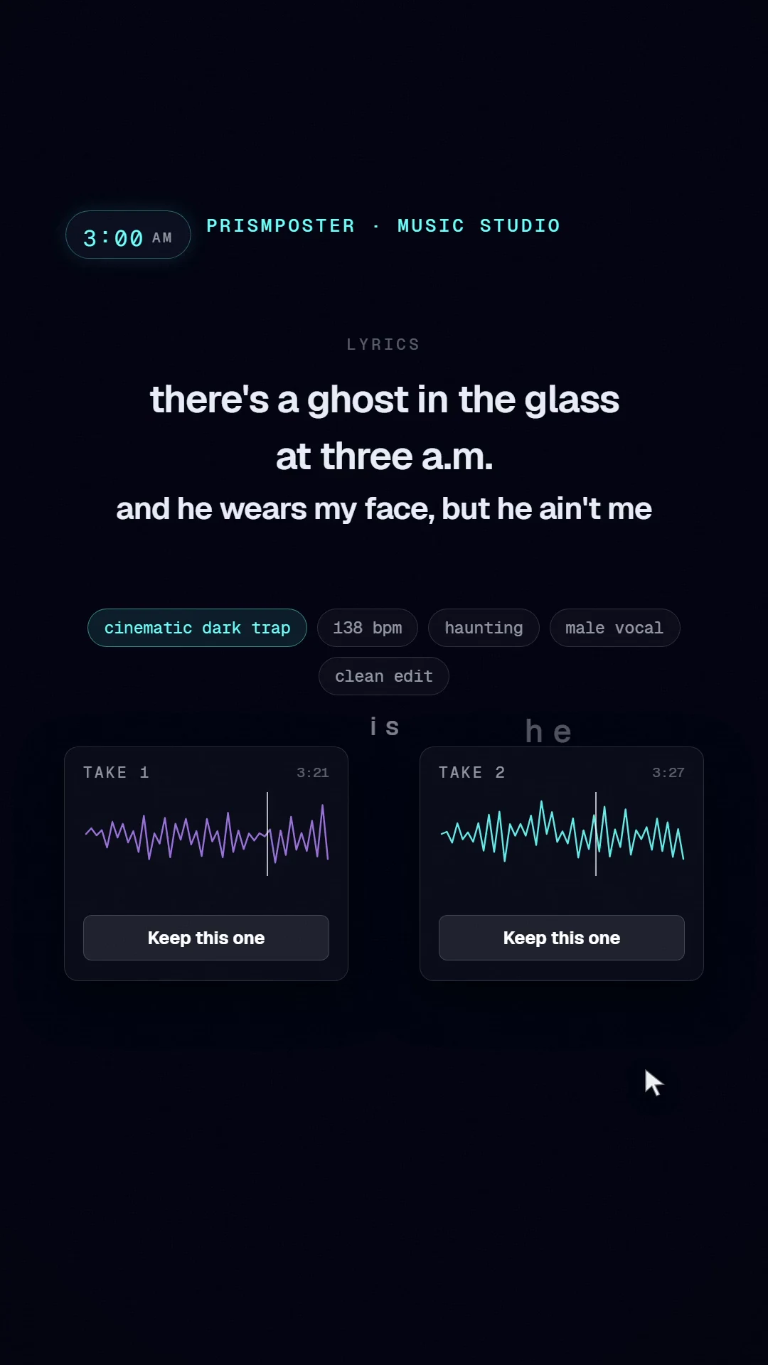The Music studio at 3 a.m.: lyrics written, a style picked, and two takes to choose between